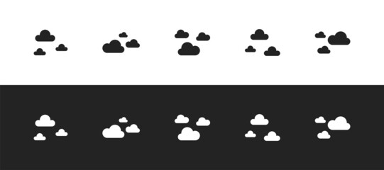 Set of black, and white cloud icons. Sky clouds web symbols.