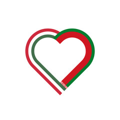 unity concept. heart ribbon icon of hungary and belarus flags. vector illustration isolated on white background