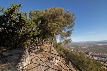 Fototapeta na wymiar Paths around Santa Catalina castle in Jaen, Spain. Magnificent views at the top of the Santa Catalina hill.