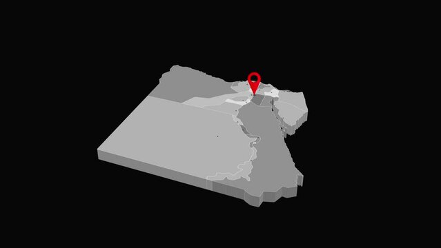 Capital of Egypt, 3D map illustration
