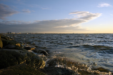 Beautiful Baltic Shore with splashing wave