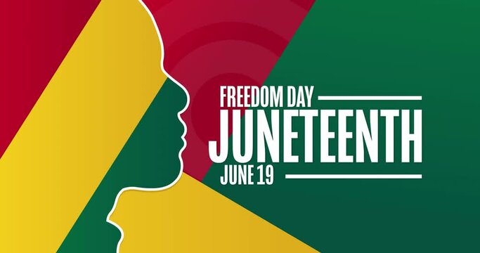 Juneteenth. Freedom Day. June 19. Flat holiday animation. Motion graphic design. Loop footage.