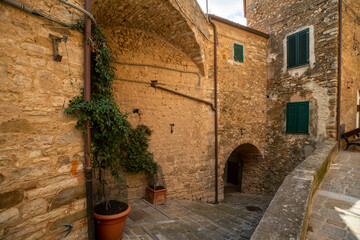 Fototapeta na wymiar An alley in the historic center Campiglia Marittima Livorno Tuscany Italy
