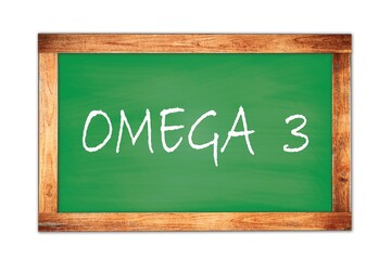 OMEGA  3 text written on green school board.