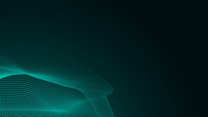 Abstract dot green wave gradient texture technology background.