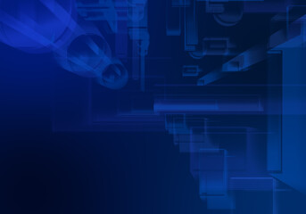 Abstract 3d blue blockchain isometric digital technology texture background.;