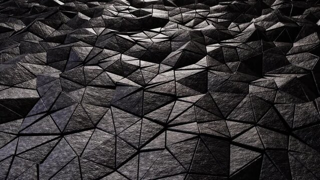 Realistic looping abstract 3D animation of the moving stone or granite triangles pattern rendered in UHD as motion background