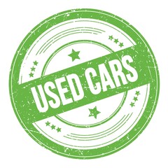 USED CARS text on green round grungy stamp.