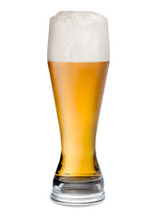 glass of lager beer isolated on white