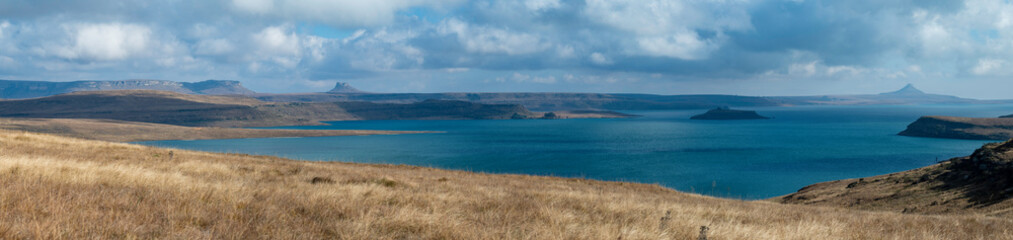 Sterkfontein dam panorama, from South Africa.  Photographed on an cold overcast day.