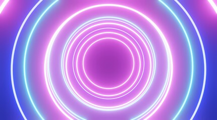 Abstract background glowing neon circles in space 3d rendering