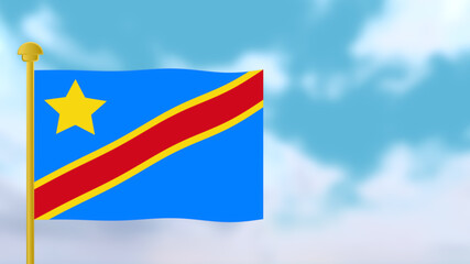 waving Congo flag illustration on blue sky