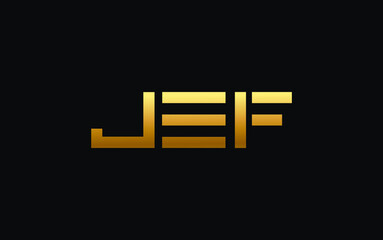 jef j e f alphabet letter logo combination gold creative text dots company vector icon design template