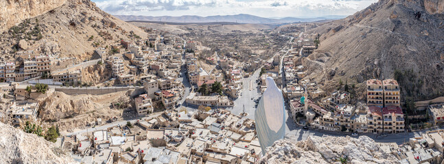 Panoramic view of the town of Maaloula, Syria