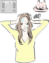 体重の増加にショックを受ける女性