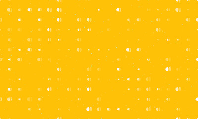 Seamless background pattern of evenly spaced white headlight symbols of different sizes and opacity. Vector illustration on amber background with stars