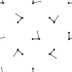 Seamless pattern of repeated black kick scooter symbols. Elements are evenly spaced and some are rotated. Vector illustration on white background