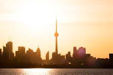 Toronto s skyline at dusk as seen from Centre Island