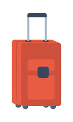 Wheeled suitcase semi flat color vector object. Full sized item on white. Personal belongings. Rolling luggage simple cartoon style illustration for web graphic design and animation