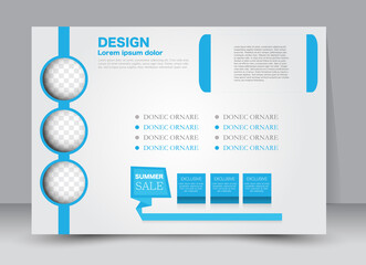 Flyer, brochure, billboard, magazine cover template design landscape orientation for education, presentation, website. Blue color. Editable vector illustration.