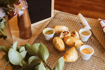 still life with coffee and empanadas