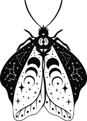 Moth, butterfly, Silhouette, Magic butterfly, vector, tattoo style, Heavenly art.