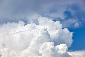 Abstract image of blurred sky. Blue sky background with cumulus clouds