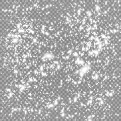 Realistic falling snowflakes. Isolated on transparent background. Vector illustration