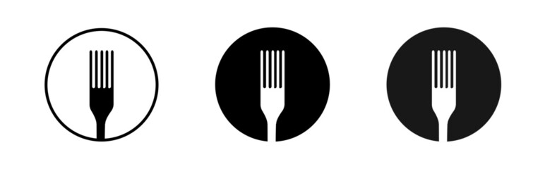 Set of fork icons. Simple round cutlery icons for web and print isolated on white background.