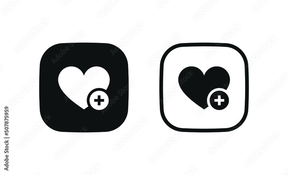 Poster add to favorite icon heart plus icon - save icon bookmark symbol. add favorites sign button