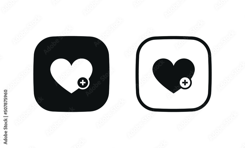 Poster add to favorite icon heart plus icon - save icon bookmark symbol. add favorites sign button