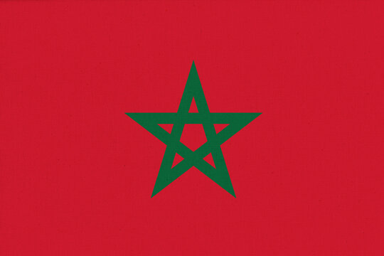 Flag of Morocco. flag on fabric surface. Fabric Texture