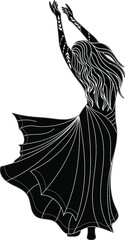 Dancing girl, vector, contour, silhouette, horoscope, astrology, mystical girls, Sagittarius, Virgo, Aries, Capricorn, Leo, Cancer, Aquarius, Pisces, Libra, Gemini, Scorpio, Taurus