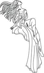 Dancing girl, vector, contour, silhouette, horoscope, astrology, mystical girls, Sagittarius, Virgo, Aries, Capricorn, Leo, Cancer, Aquarius, Pisces, Libra, Gemini, Scorpio, Taurus