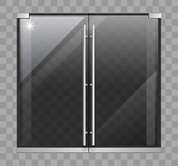 Double modern doors of black toned glass