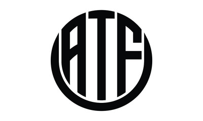 ATF shield with round shape logo design vector template | monogram logo | abstract logo | wordmark logo | lettermark logo | business logo | brand logo | flat logo. - obrazy, fototapety, plakaty