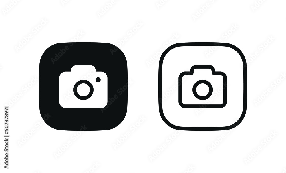 Poster camera icon, photo camera symbol, snapshot icon in filled, thin line, outline and stroke style for a