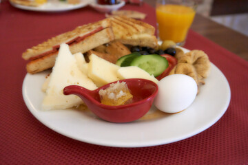 Turkish breakfast with fresh orange juice