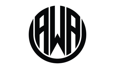 AWA shield with round shape logo design vector template | monogram logo | abstract logo | wordmark logo | lettermark logo | business logo | brand logo | flat logo. - obrazy, fototapety, plakaty