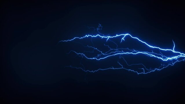 Blue lightning with dark background, 3d rendering.