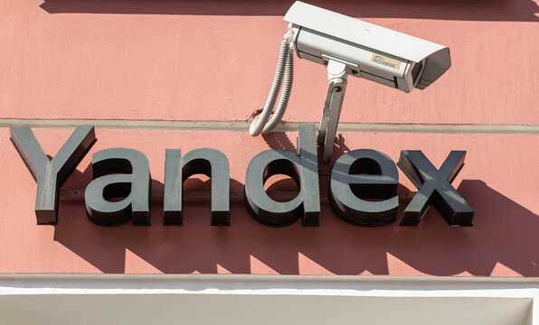  yandex logo with cctv on building facade 