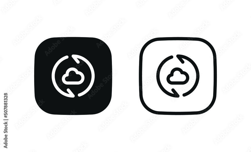 Fototapete cloud rotate arrow icon, data storage sync refresh with arrows . file hosting cloud icons