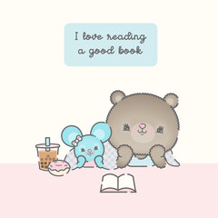 baby shower card with bear and mouse