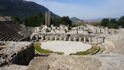 Great Theatre of Ephesus,  Izmir, Turkey. Ancient Ephesus contains the largest collection of Roman ruins in the eastern Mediterranean.