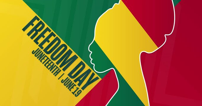 Juneteenth. Freedom Day. June 19. Flat holiday animation. Motion graphic design. Loop footage.