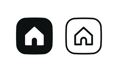 Web home icon for apps and websites, House icon, Home sign in circle or Main page icon in filled, thin line, outline and stroke style for apps and website - square button