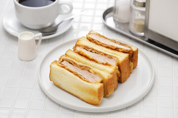Katsu Sand ( deep fried pork cutlet sandwich ), Japanese food