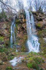 Beautiful waterfall in forest , autumn day. Gostilje waterfall at mountain Zlatibor, Serbia.	
