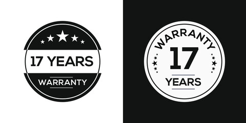 17 years warranty seal stamp, vector label.