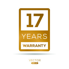 17 years warranty seal stamp, vector label.